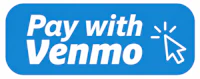a blue button with the words pay with venmo on it